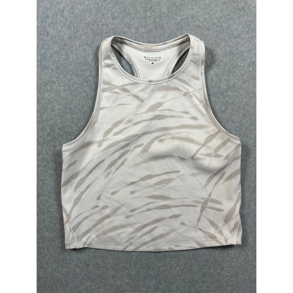 Athleta Cropped Racerback Tank White/Grey Size Medium